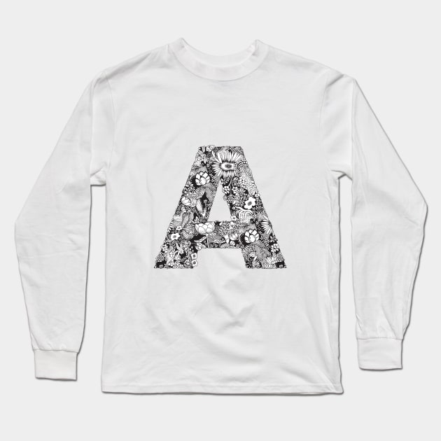 Floral Letter A Long Sleeve T-Shirt by HayleyLaurenDesign